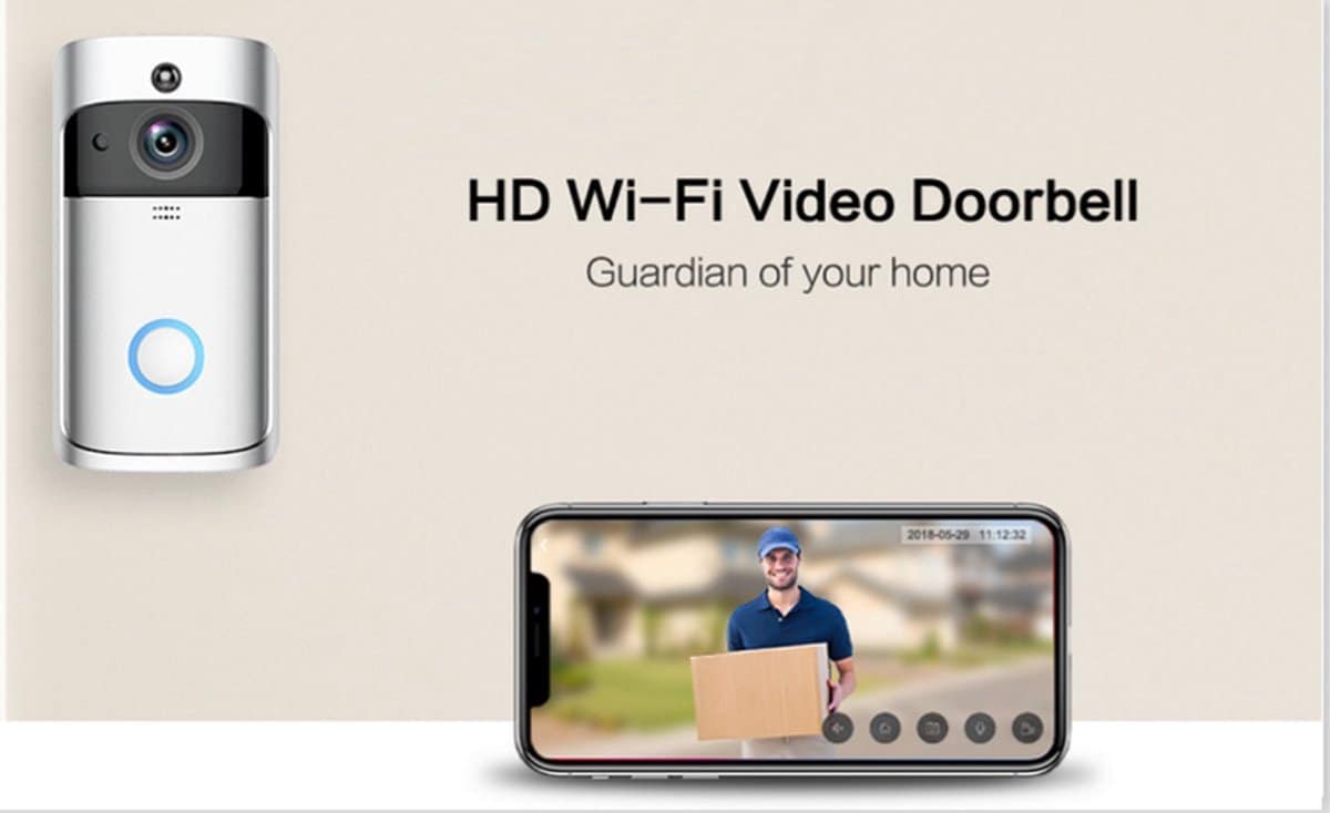 HD video deurbel met telefoonweergave van bezorger