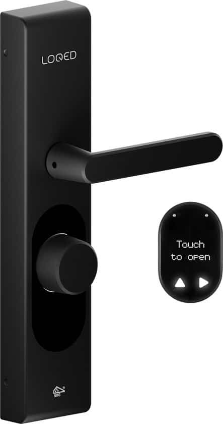 loqed touch smart lock slim deurslot met smart home integratie bridge, cilinder & codetoegang zwart