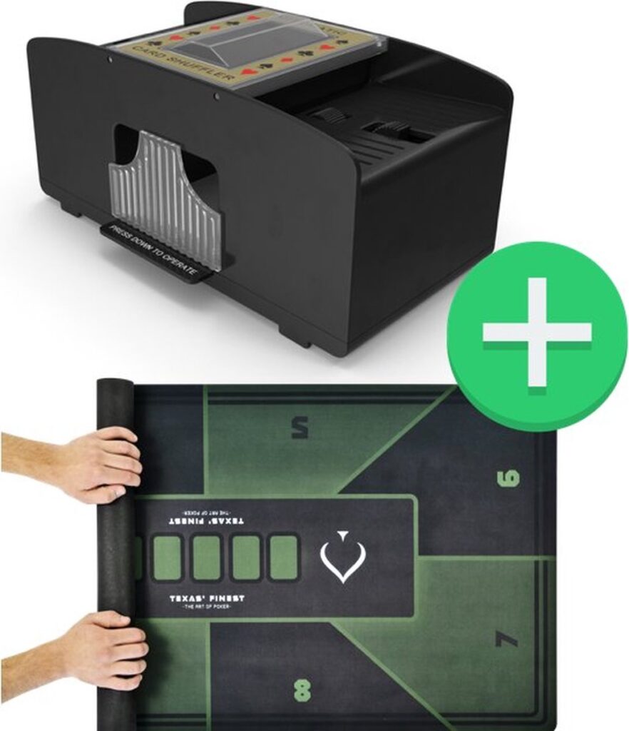 Card Shuffler and Poker Mat Set with Accessories