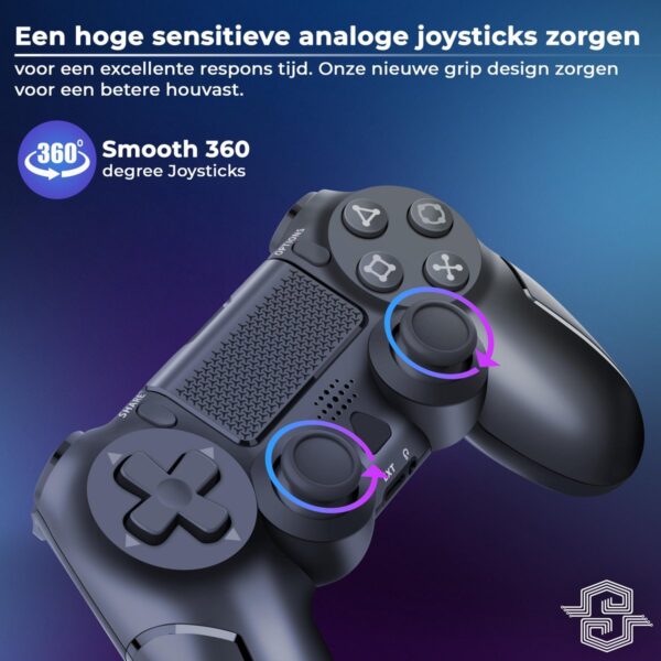 Zwarte controller met 360 graden joysticks.