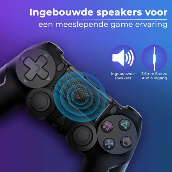 Gamecontroller met ingebouwde speakers en audio ingang