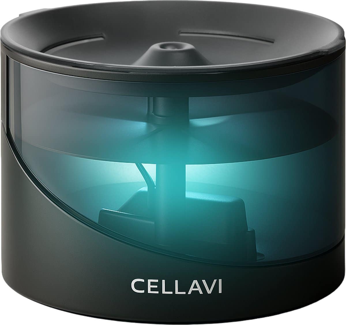 Luchtbevochtiger met blauw licht.