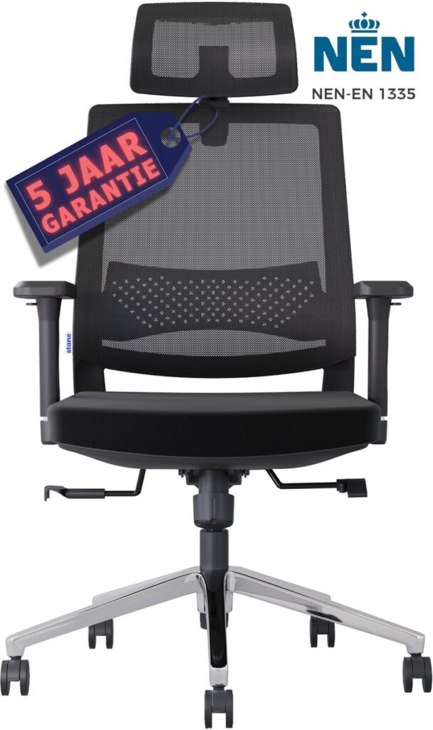 Ergonomische bureaustoel met 5 jaar garantie NEN-gecertificeerd.