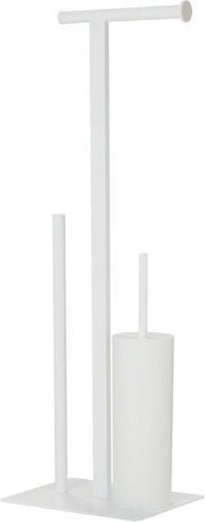 Witte toiletpapierhouder met borstelset