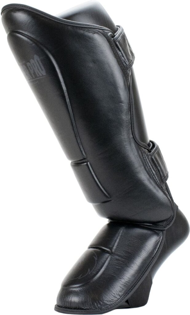 Black shin guard with instep protection
