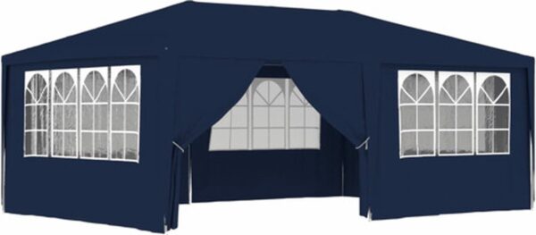 Blauwe partytent met vensters