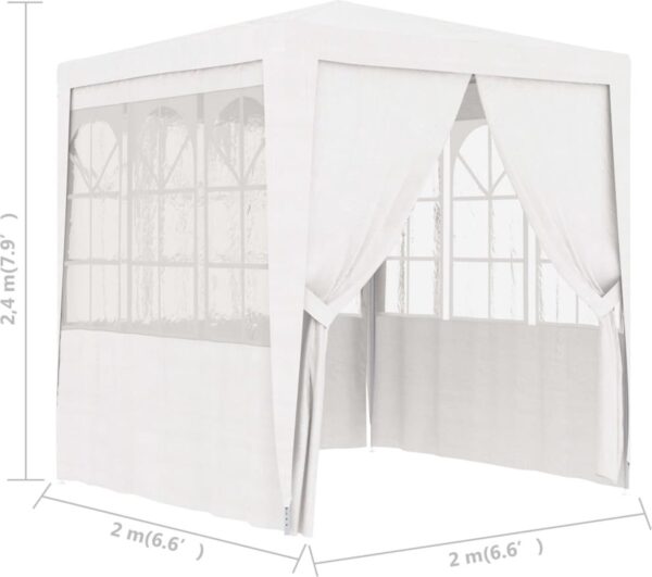 Witte partytent met ramen, afmetingen 2x2x2,4m.