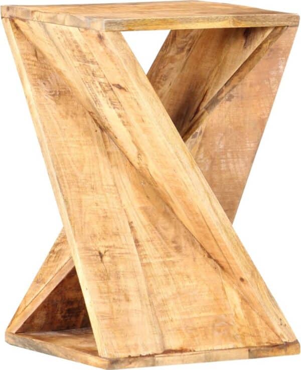 Houten kruk in X-vorm design, naturel kleur.