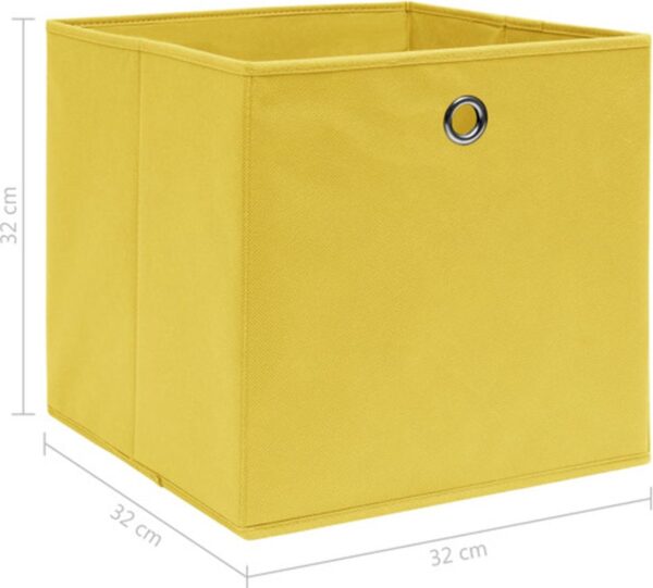 Gele opvouwbare opbergbox met metalen ring 32x32x32 cm.