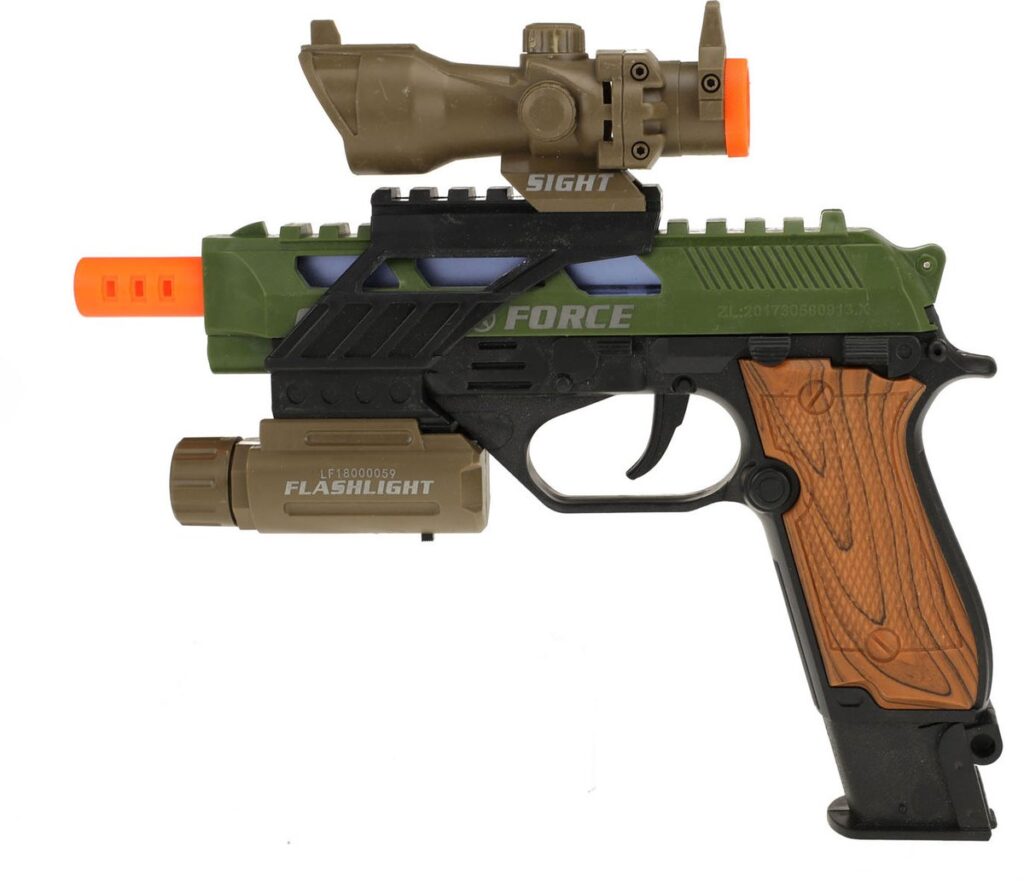 Speelgoedpistool met richtkijker en zaklamp