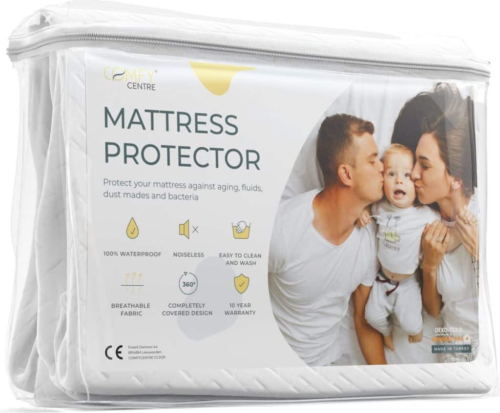 Waterdichte matrasbeschermer met garantie en ademende stof.