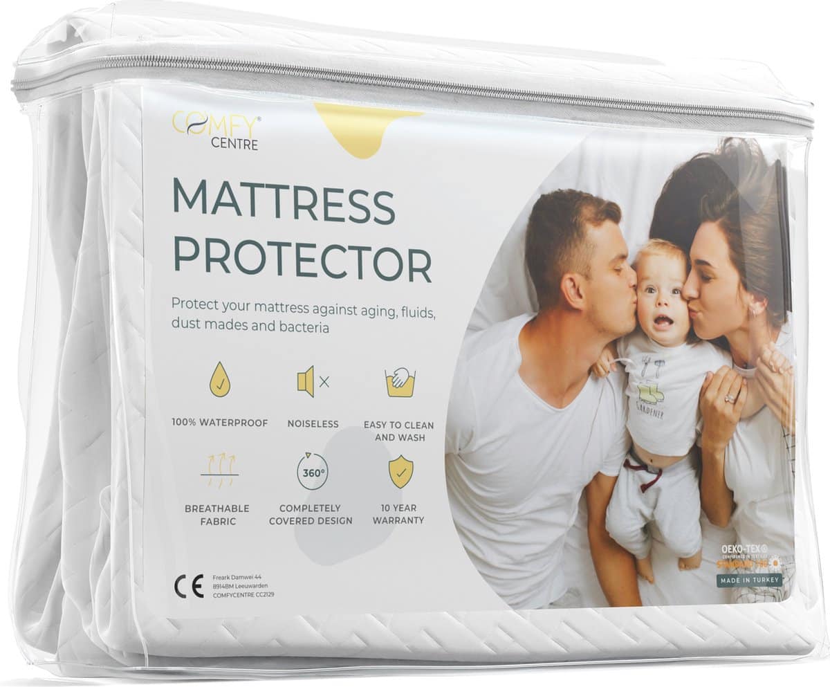 Waterdichte matrasbeschermer met garantie en ademende stof.