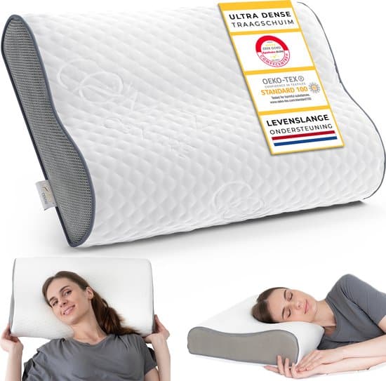 comfycentre hoofdkussen traagschuim kussen tegen nekpijn en rugklachten orthopedisch & ergonomisch pillow met memory foam en neksteun voor zijslaper