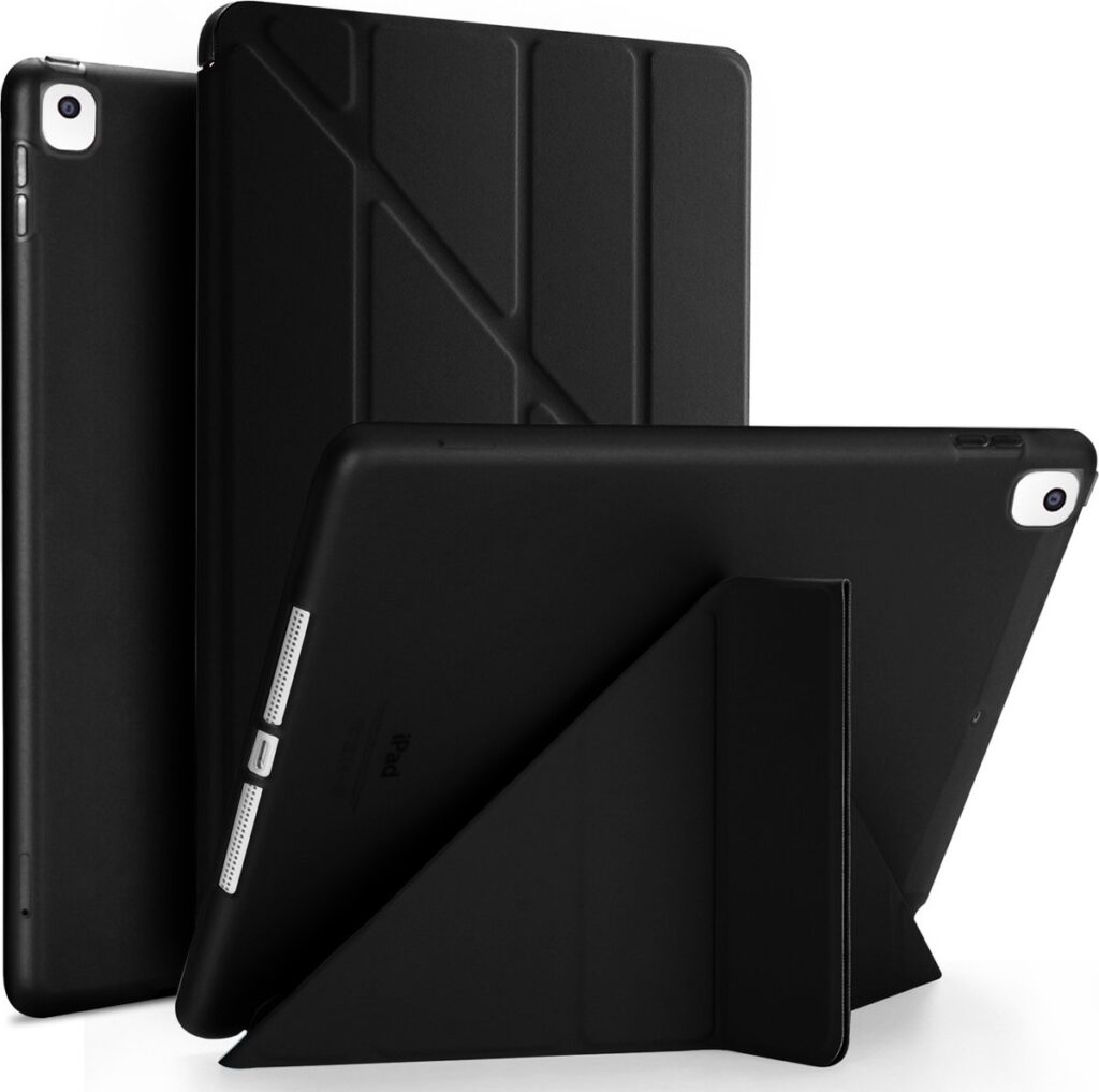 Zwarte iPad-hoes met opvouwbare standaard