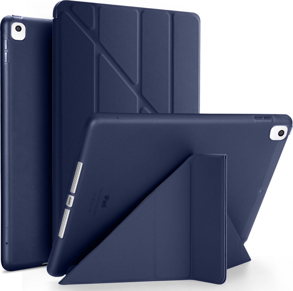 Donkerblauwe iPad hoes met opvouwbare standaard