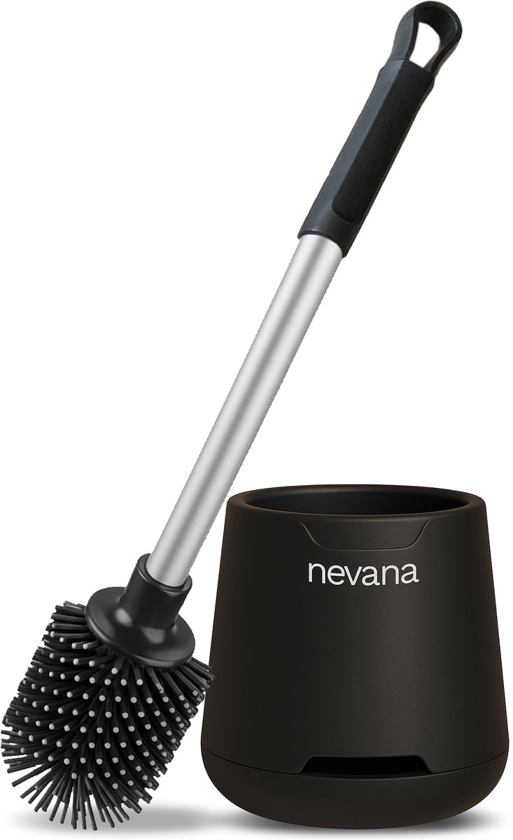 Nevana siliconen toiletborstel en houder zwart