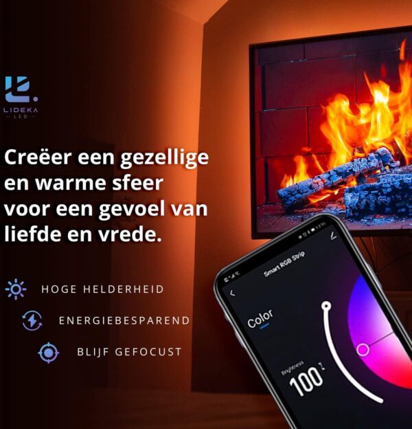 Creëer sfeer met LED-verlichting en smartphone-bediening.