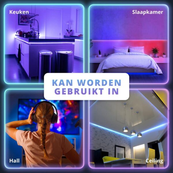 Led-verlichting voor keuken, slaapkamer, hal en plafond.