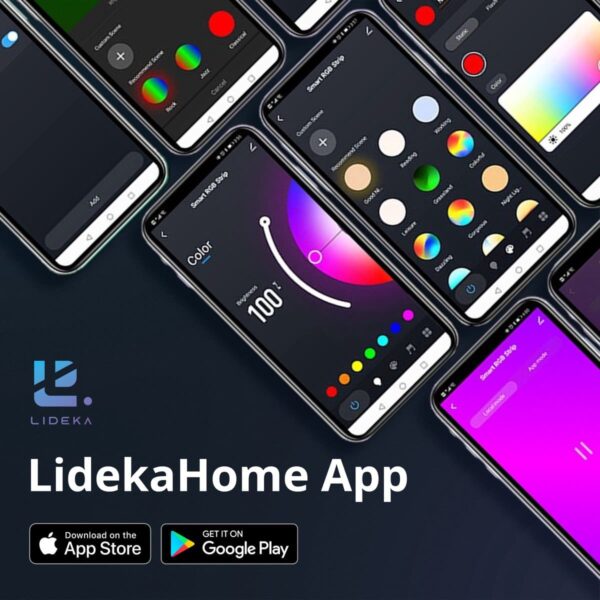 LidekaHome app interface op smartphones.