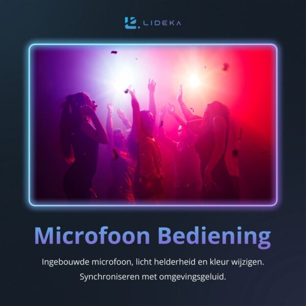 Party met lichtshow en muziekbediening via microfoon.