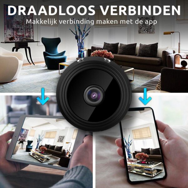 Draadloze camera verbinden met app in woonkamer.