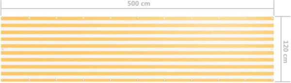 Geel-wit gestreept windscherm 500x120 cm