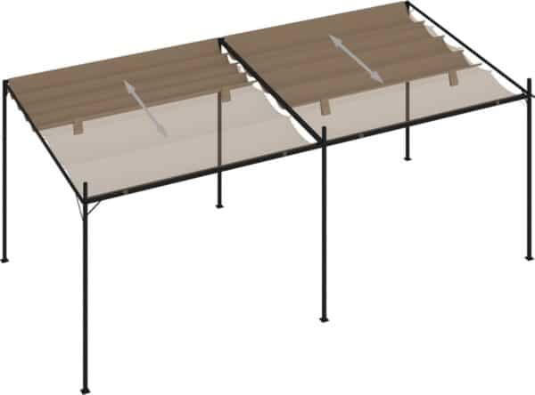 Dubbele pergola met beige schuifdak