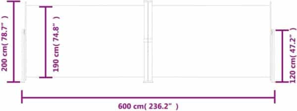 Diagram met afmetingen van een structuur in centimeters.