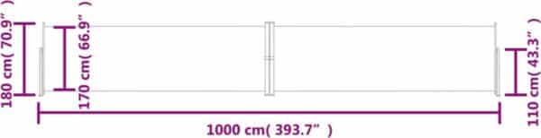 Lineaire afmetingen in centimeters en inches weergegeven.