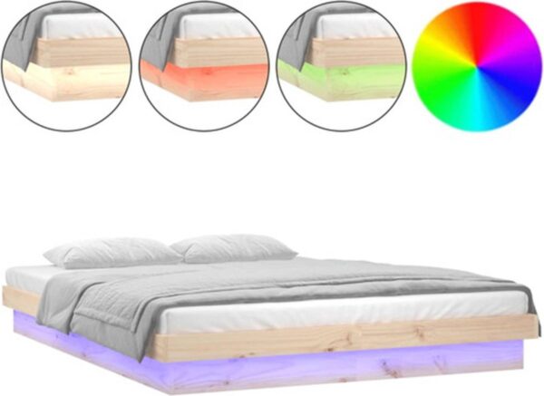 Bed met variabel gekleurde LED-verlichting.