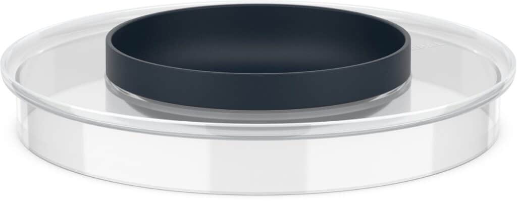 Transparante ronde opbergdoos met donker deksel
