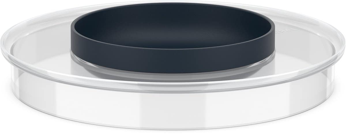 Transparante ronde opbergdoos met donker deksel