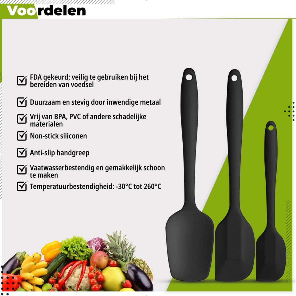 Silicone lepel Spatel: U-Taste 315 ℃ hoge hittebestendige flexibele naadloze rubberen spatel, Baking koken Silicone deeg schraper voor Non-Stick Cookware mengen schrapen (29cm, zwart