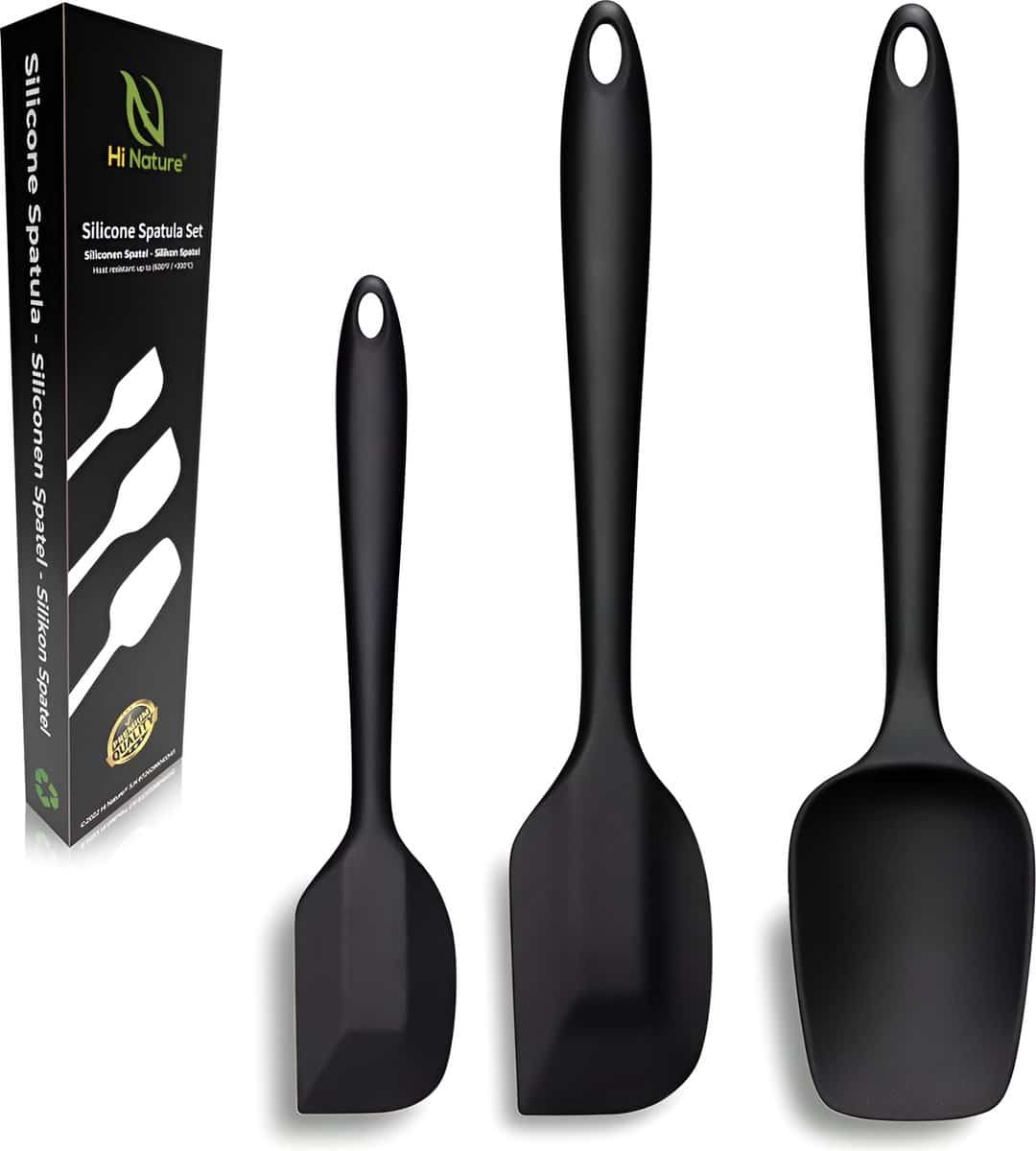 Zwarte siliconen spatula set van drie stuks