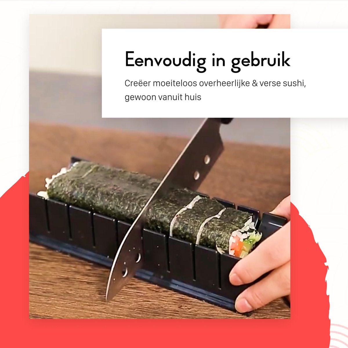Sushirol snijbestek met handen.