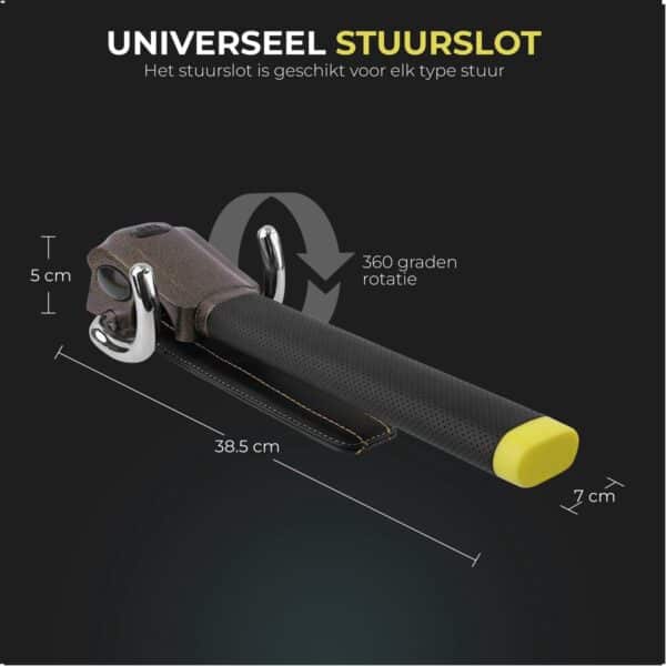 Universeel stuurslot met 360 graden rotatie.