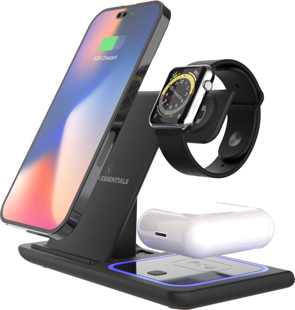 Draadloos laadstation voor smartphone, smartwatch en oordopjes