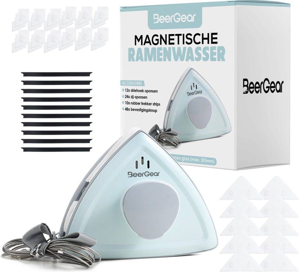 Magnetische ramenwasser met accessoires en verpakking