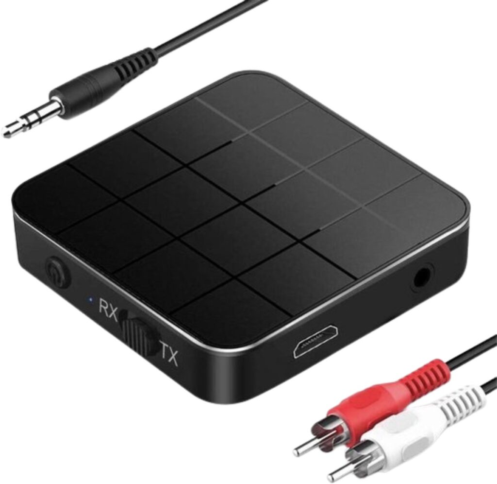 Bluetooth audiozender en receiver met kabels