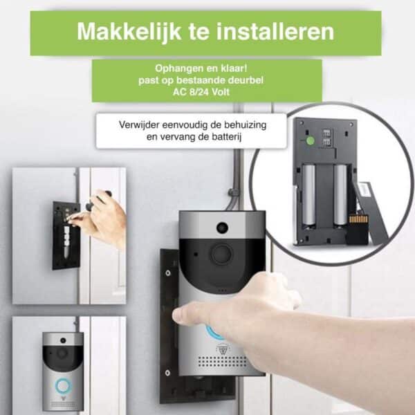 Installatie draadloze deurbel, eenvoudig batterij vervangbaar.