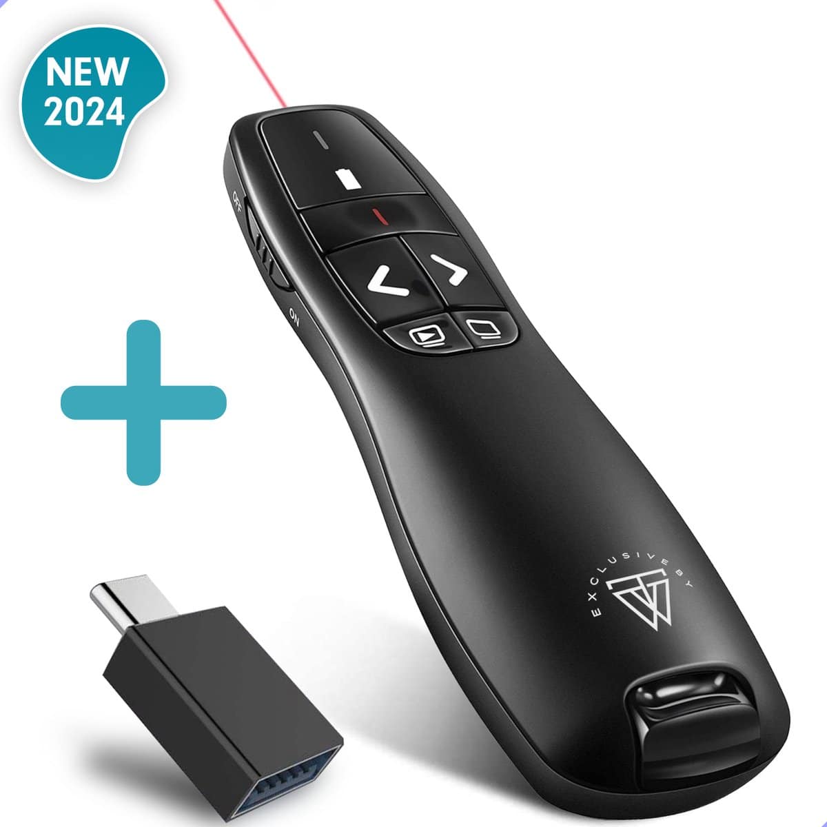 Draadloze presentator met USB-C adapter en laserpointer