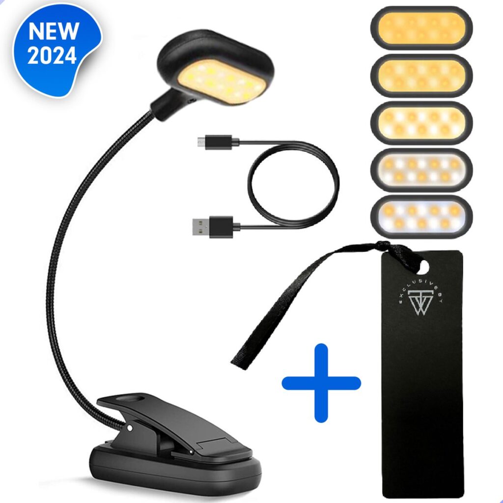 Flexibele leeslamp met USB-kabel en boekenlegger