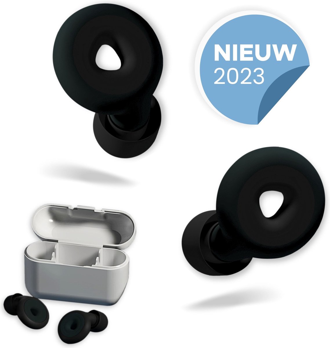 New wireless earbuds with charging case, 2023 model.