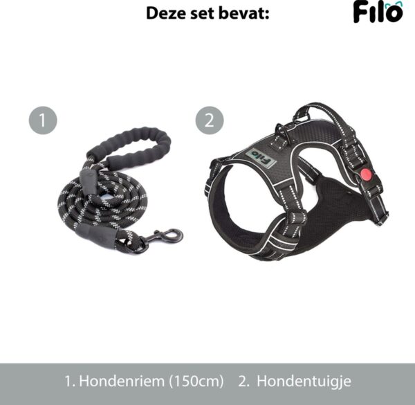 Hondenset: 150cm riem en hondentuigje.