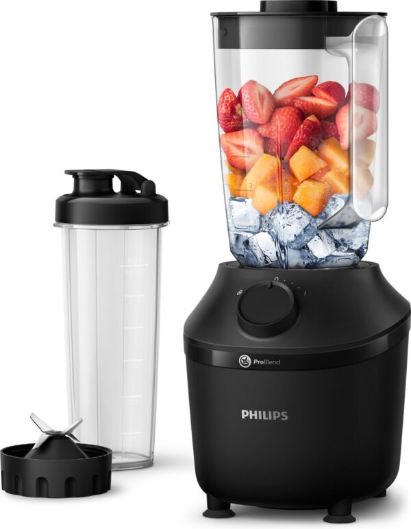 Philips blender met vruchten en ijsschudbeker