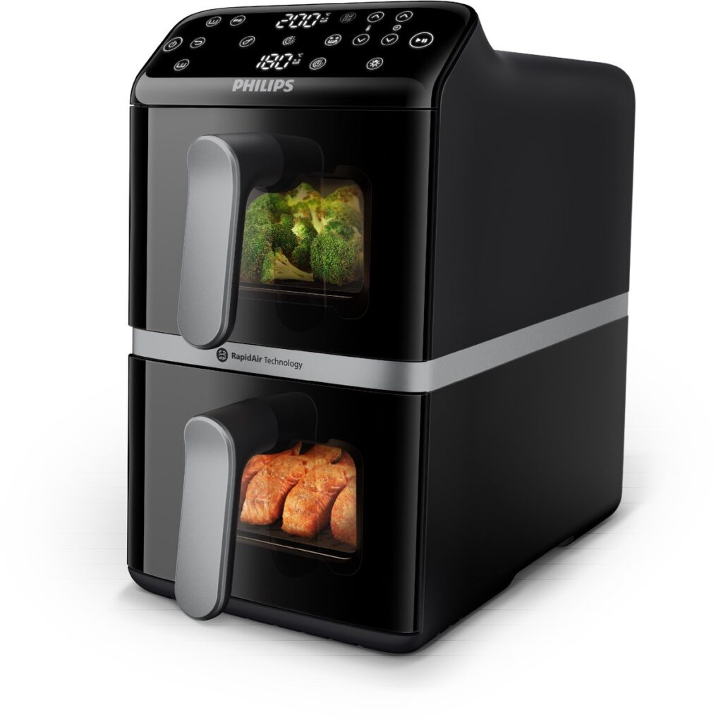 Philips dubbele airfryer met broccoli en zalm