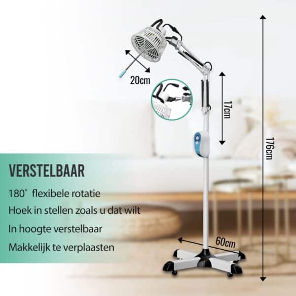 Verstelbare lamp met flexibele rotatie, mobiele standaard.