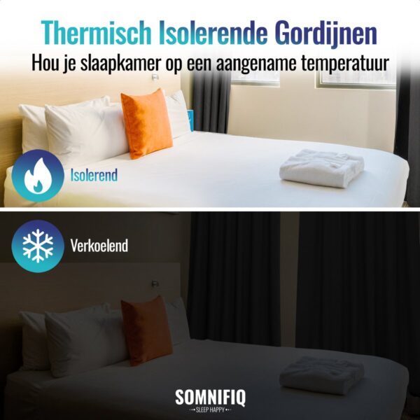 Thermische gordijnen voor temperatuurregulatie slaapkamer.