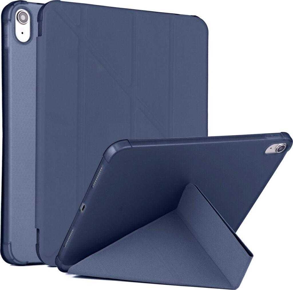 Donkerblauwe tablet hoes met standaardfunctie