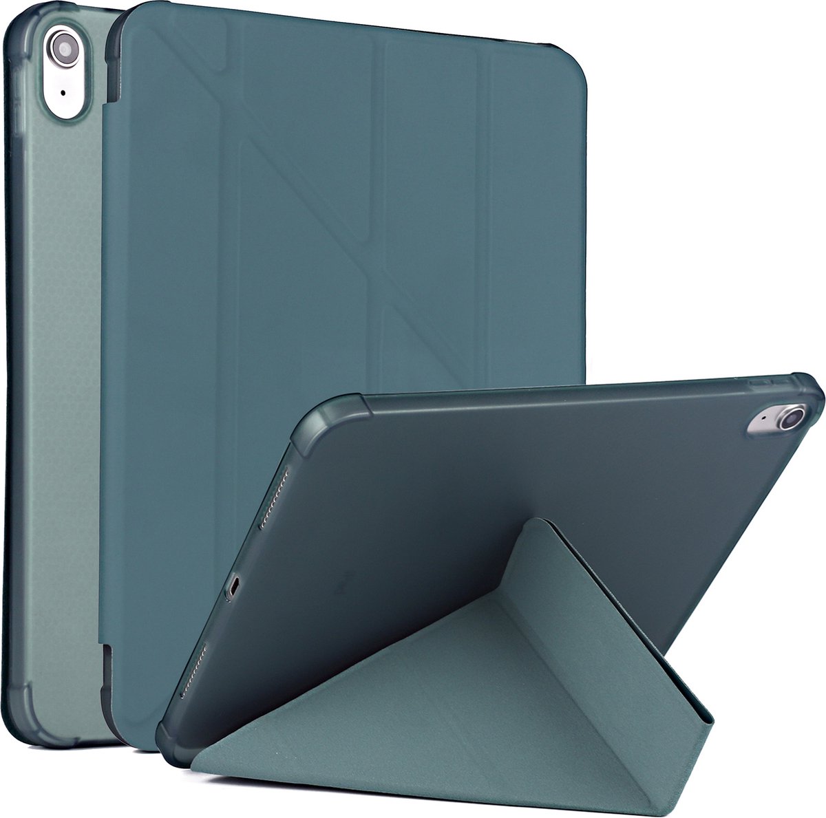 Groene iPad-hoes, open en gesloten weergave